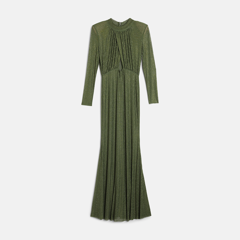 Super Flea Market+self-portrait+rhinestone green maxi dress auction+Paris Hilton1